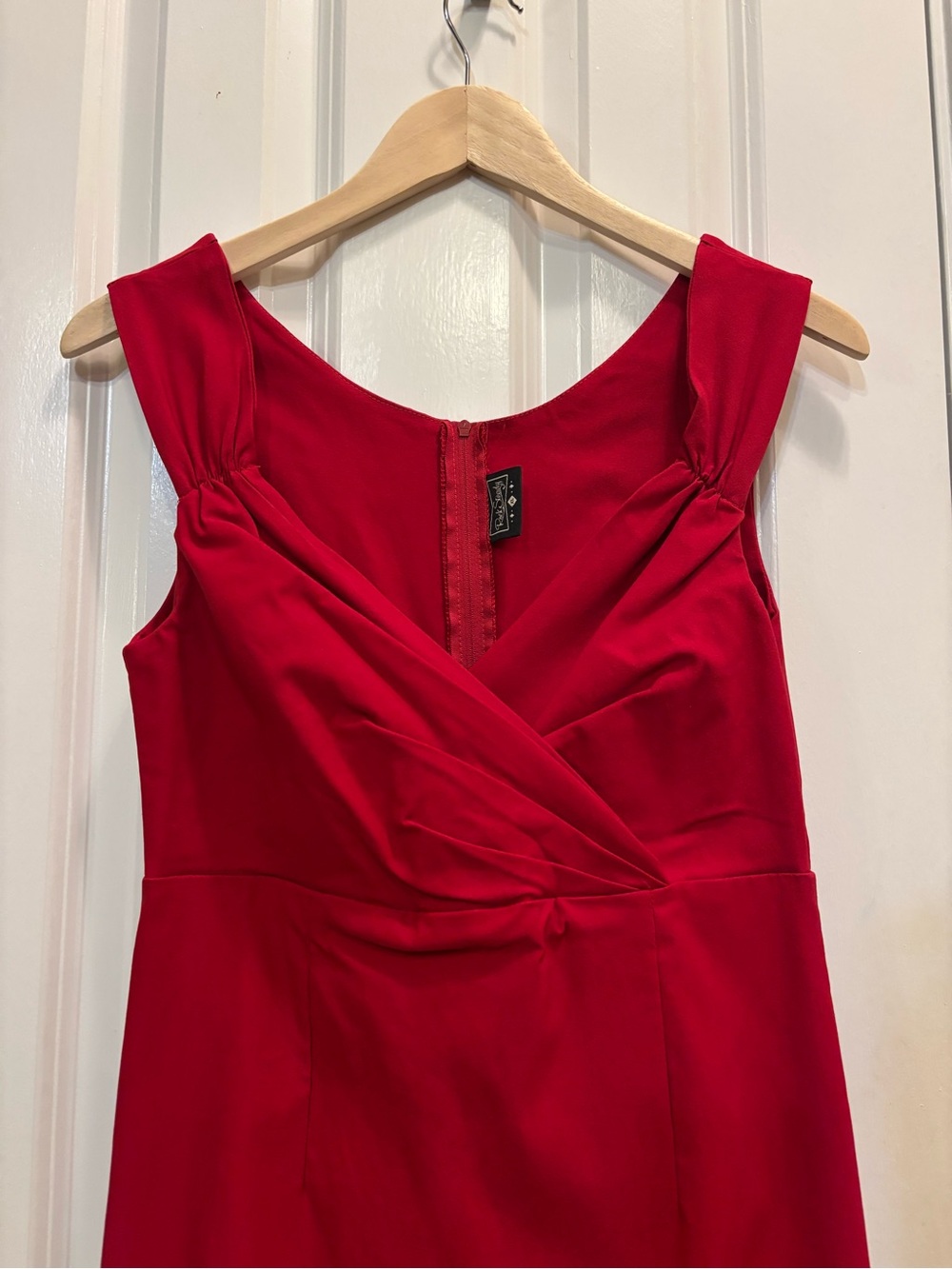 Rock Steady Deep Red Wiggle Cocktail Dress XL Pinup Retro Party Midi - Picture 5 of 10